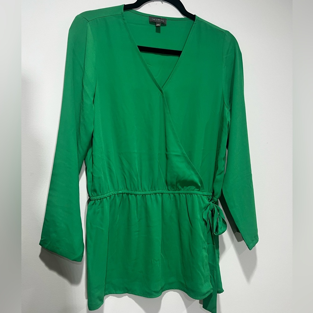 The Limited Vibrant Green Wrap Blouse